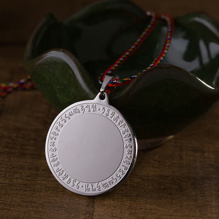 Buddha Stonesブルーメディスンブッダ ハートマントラ チタン鋼 信仰カラーロープネックレスペンダント - image 9