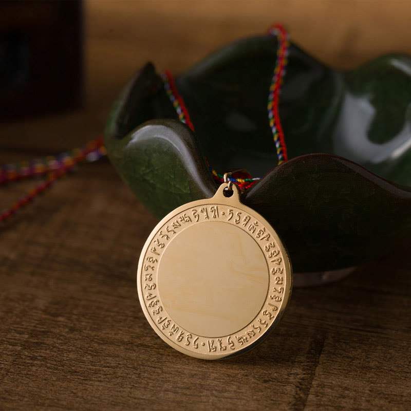 Buddha Stonesブルーメディスンブッダ ハートマントラ チタン鋼 信仰カラーロープネックレスペンダント - image 3