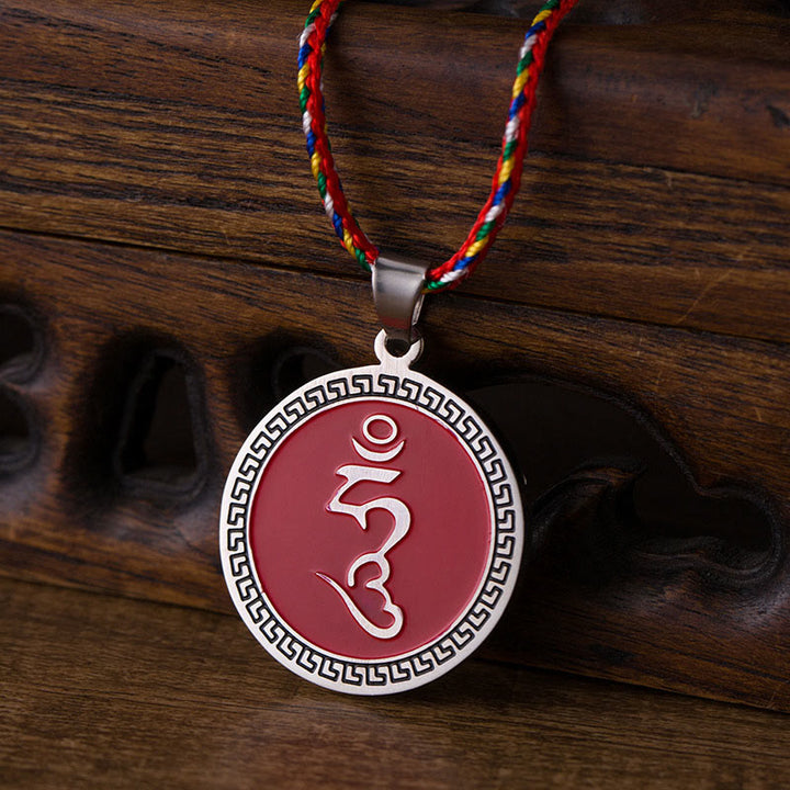 Buddha StonesOm Hum サンスクリット チタン鋼 幸運のカラーロープネックレスペンダント - image 8