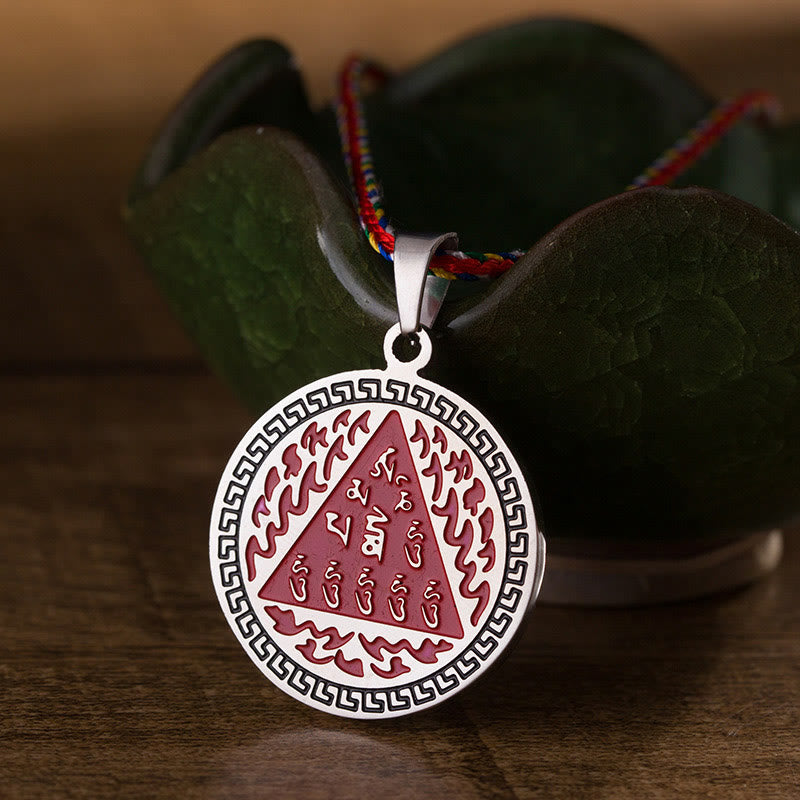 Buddha StonesOm Hum サンスクリット チタン鋼 幸運のカラーロープネックレスペンダント - image 10