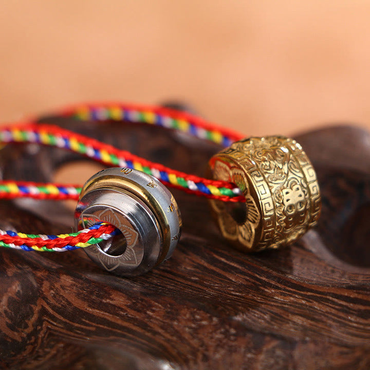 Buddha Stonesオーム・マニ・パドメ・フムチタン鋼保護回転式ネックレスペンダント - image 9