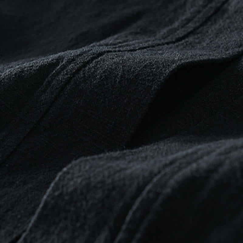 Buddha Stonesシンプル 長袖 オープンフロント ラミーコットン メンズ シャツ ポケット付き - image 15