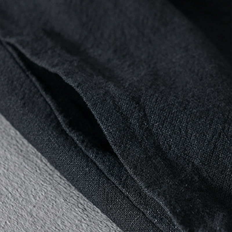 Buddha Stonesシンプル 長袖 オープンフロント ラミーコットン メンズ シャツ ポケット付き - image 16