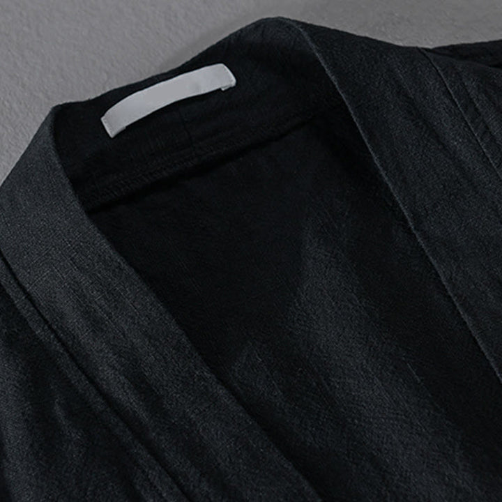 Buddha Stonesシンプル 長袖 オープンフロント ラミーコットン メンズ シャツ ポケット付き - image 13