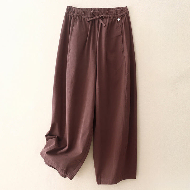 Buddha Stones無地 7-8丈 レディース ハーレム コットンパンツ ポケット付き - ダークレッド - US8-10，UK/AU12-14，EU40-42 (2XL) - image 5