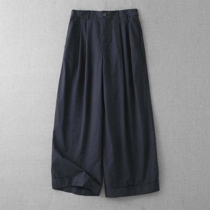 Buddha Stonesカジュアル 無地 ポリエステル レディース 7-8丈 ワイドレッグパンツ ポケット付き - ミッドナイトブルー - US14、 UK/AU18、 EU46 (2XL) - image 12