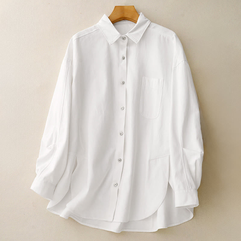 Buddha Stonesカジュアル レディース スタンドカラー 長袖デザイン 無地 コットンシャツ - 白 - US14、 UK/AU18、 EU46 (2XL) - image 10