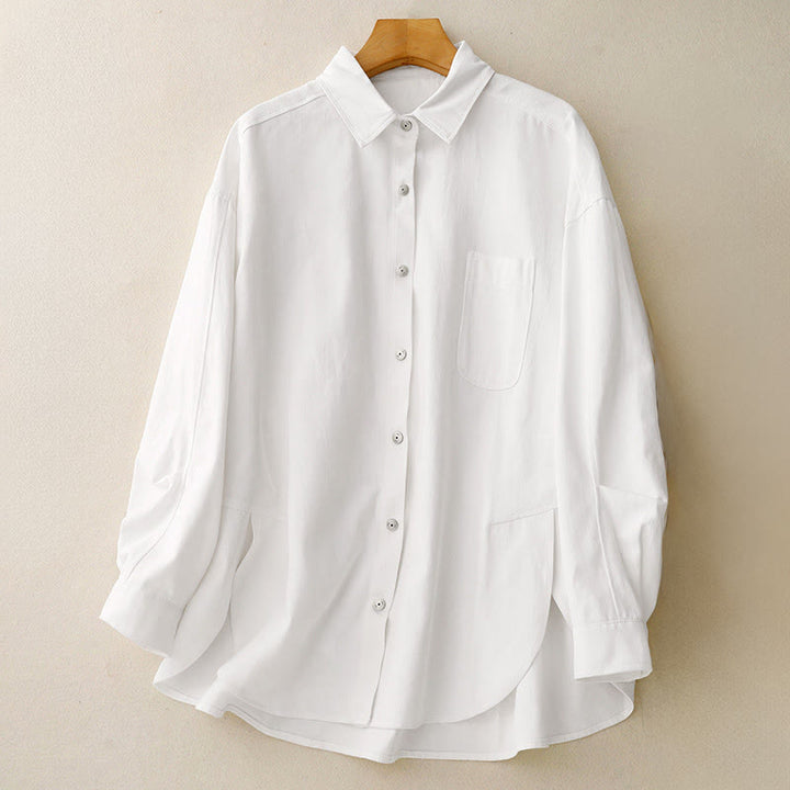 Buddha Stonesカジュアル レディース スタンドカラー 長袖デザイン 無地 コットンシャツ - 白 - US14、 UK/AU18、 EU46 (2XL) - image 10