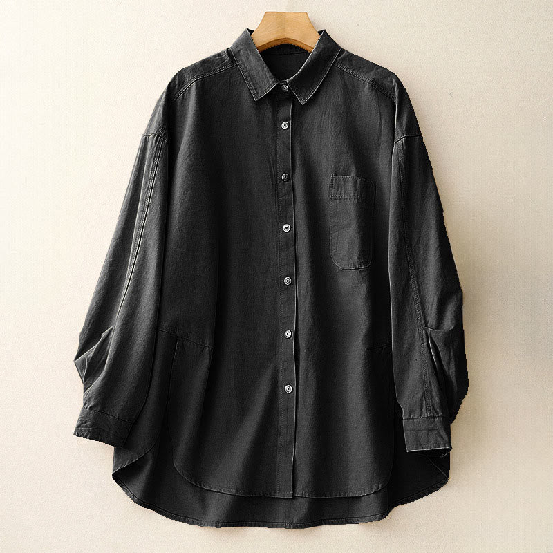 Buddha Stonesカジュアル レディース スタンドカラー 長袖デザイン 無地 コットンシャツ - 黒 - US14、 UK/AU18、 EU46 (2XL) - image 15