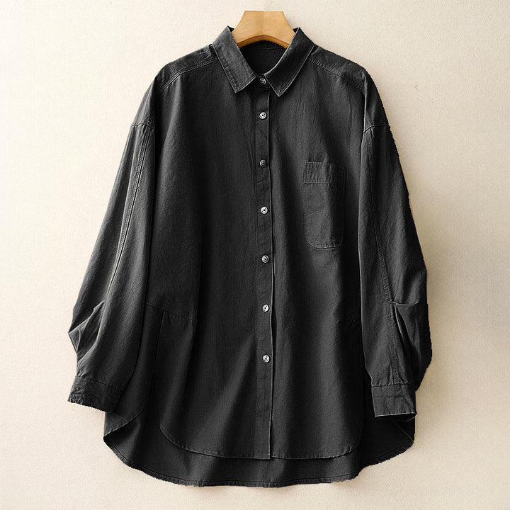 Buddha Stonesカジュアル レディース スタンドカラー 長袖デザイン 無地 コットンシャツ - 黒 - US14、 UK/AU18、 EU46 (2XL) - image 15