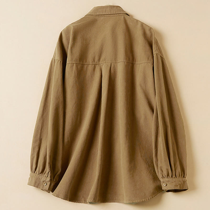 Buddha Stonesカジュアルボタンデザイン レディース スタンドカラー 長袖 コットンシャツ - image 6