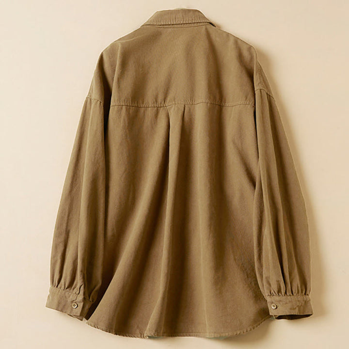 Buddha Stonesカジュアルボタンデザイン レディース スタンドカラー 長袖 コットンシャツ - image 6