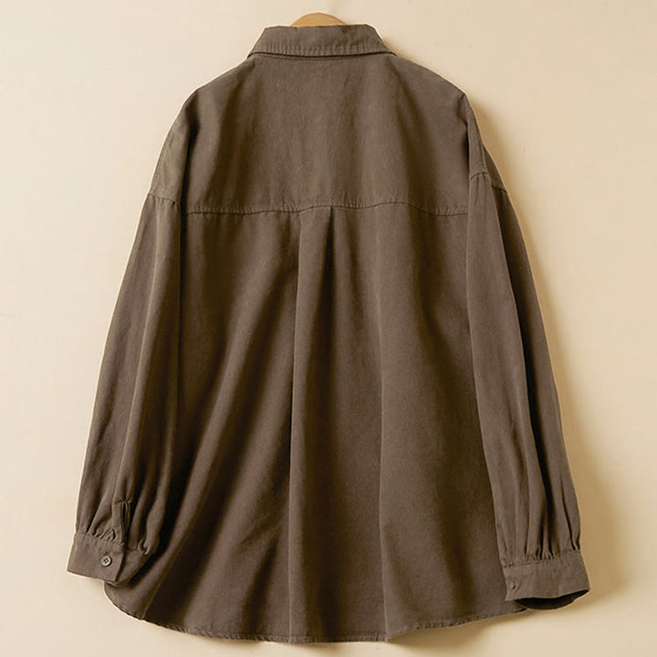 Buddha Stonesカジュアルボタンデザイン レディース スタンドカラー 長袖 コットンシャツ - image 16