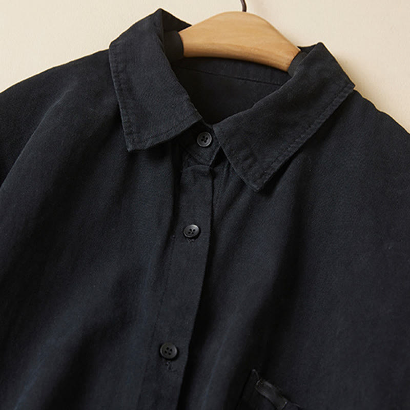 Buddha Stonesカジュアルボタンデザイン レディース スタンドカラー 長袖 コットンシャツ - image 23