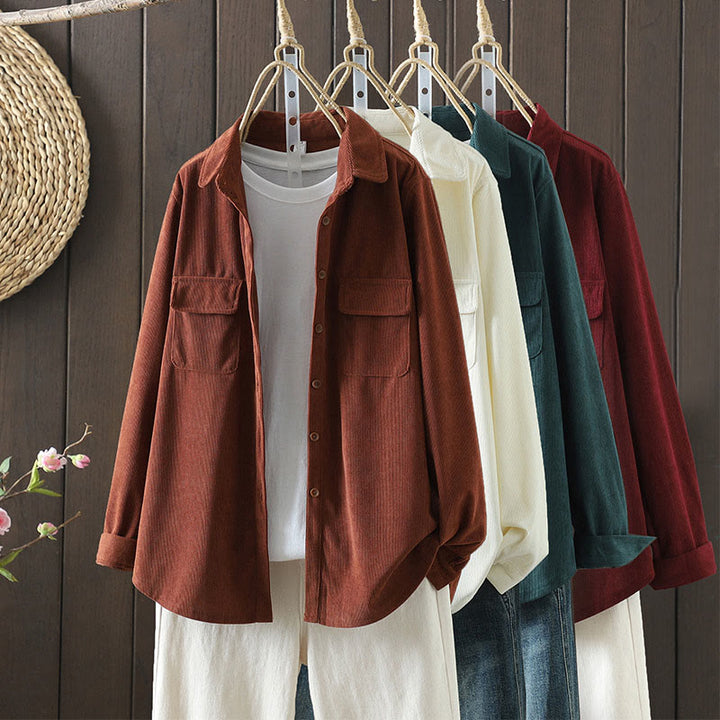 Buddha Stonesコーデュロイ レディース コットン 長袖 ジャケット ポケット付き - image 0