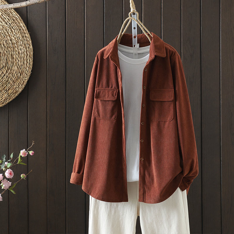 Buddha Stonesコーデュロイ レディース コットン 長袖 ジャケット ポケット付き - シエナ - US8-10，UK/AU12-14，EU40-42 (2XL) - image 1