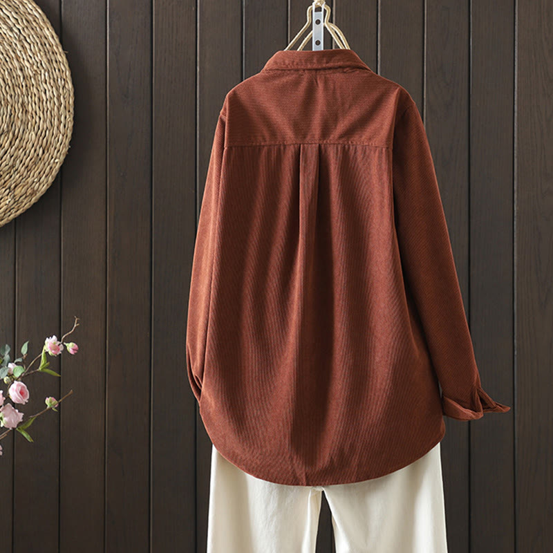 Buddha Stonesコーデュロイ レディース コットン 長袖 ジャケット ポケット付き - image 2