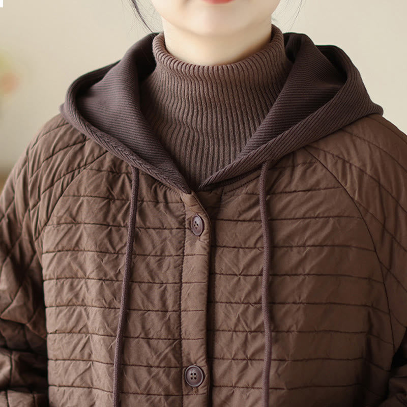 Buddha Stonesプレーンノッチド レディース コットンパッド入り ポケット付きコート - image 9