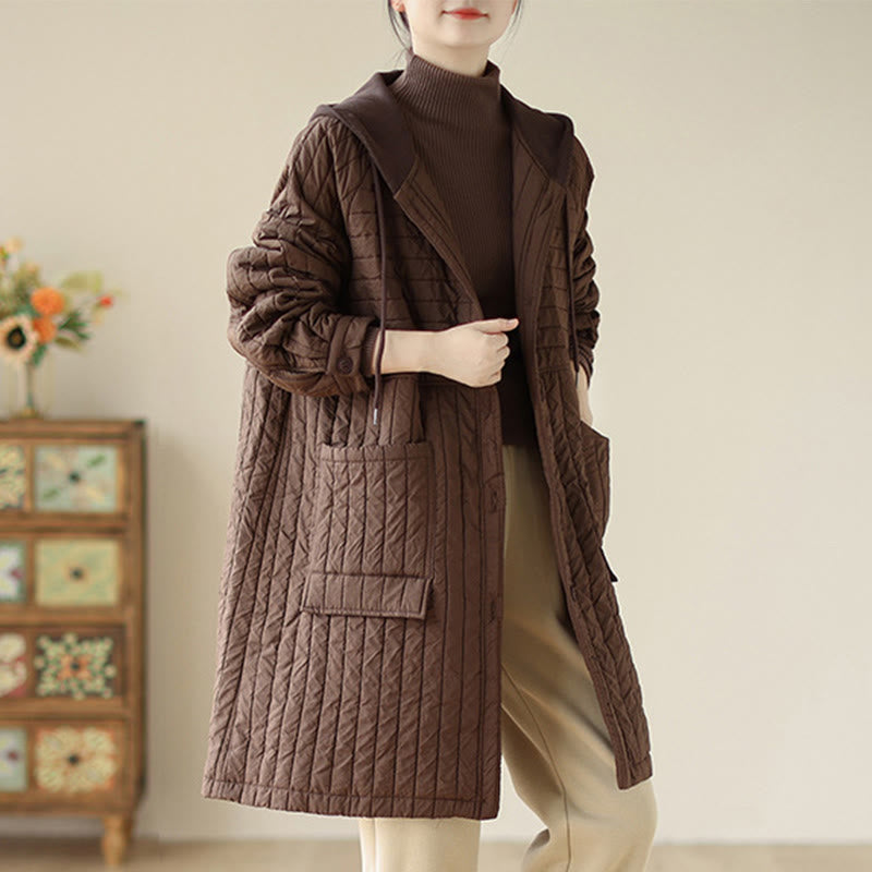 Buddha Stonesプレーンノッチド レディース コットンパッド入り ポケット付きコート - サドルブラウン - US12、 UK/AU16、 EU44 (2XL) - image 0