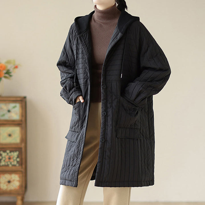Buddha Stonesプレーンノッチド レディース コットンパッド入り ポケット付きコート - image 13