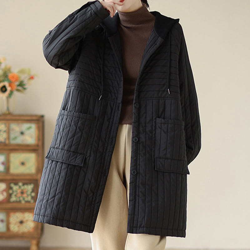 Buddha Stonesプレーンノッチド レディース コットンパッド入り ポケット付きコート - image 15