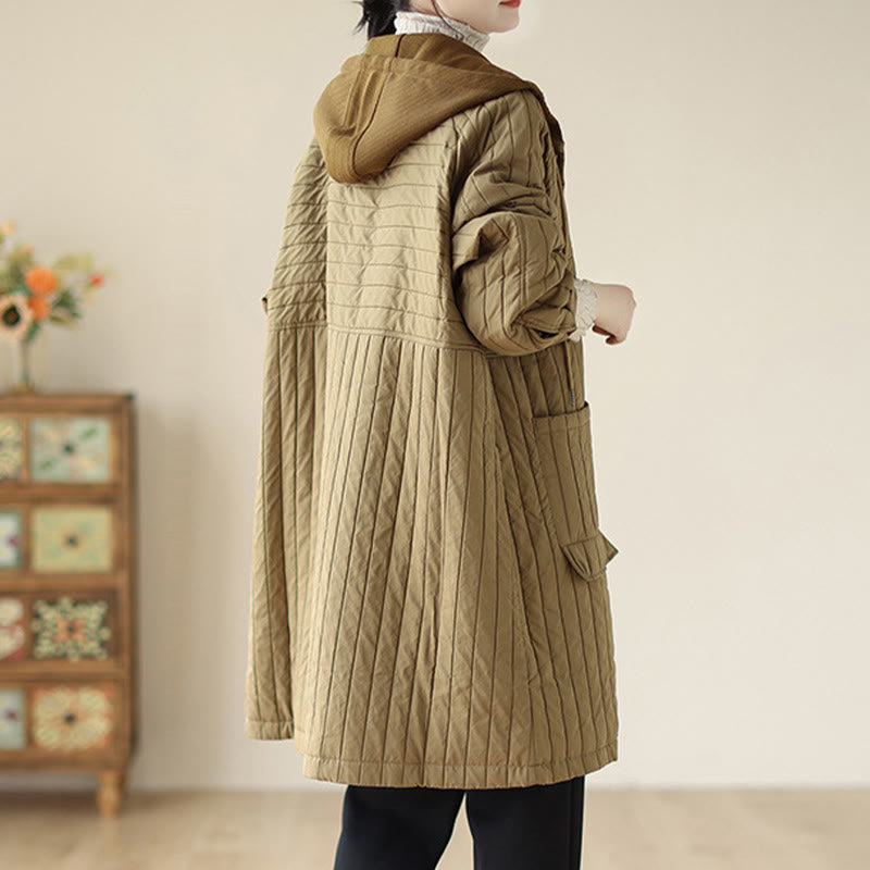 Buddha Stonesプレーンノッチド レディース コットンパッド入り ポケット付きコート - image 20