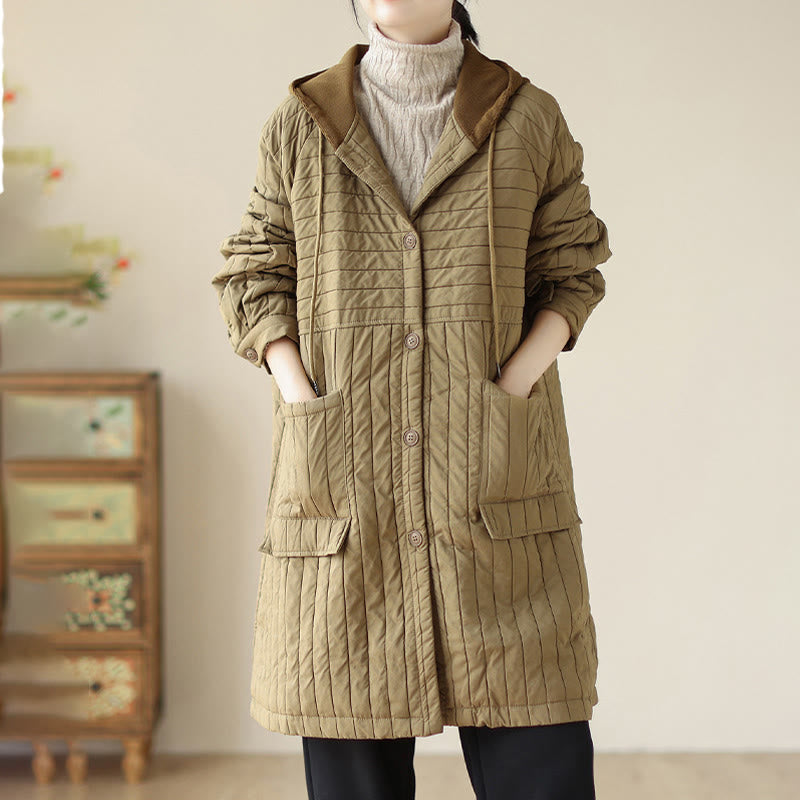 Buddha Stonesプレーンノッチド レディース コットンパッド入り ポケット付きコート - image 21