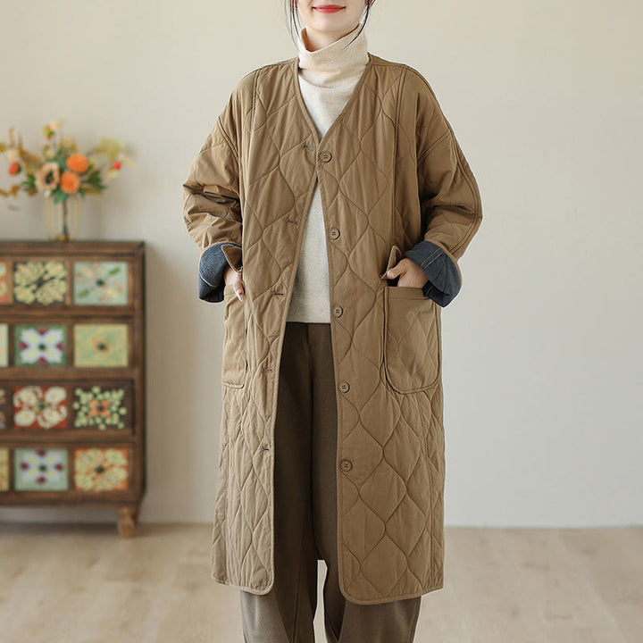 Buddha Stonesプレーンボタン レディース コットンパッド入り ポケット付きコート - ゴールデンロッド - US14、 UK/AU18、 EU46 (2XL) - image 9