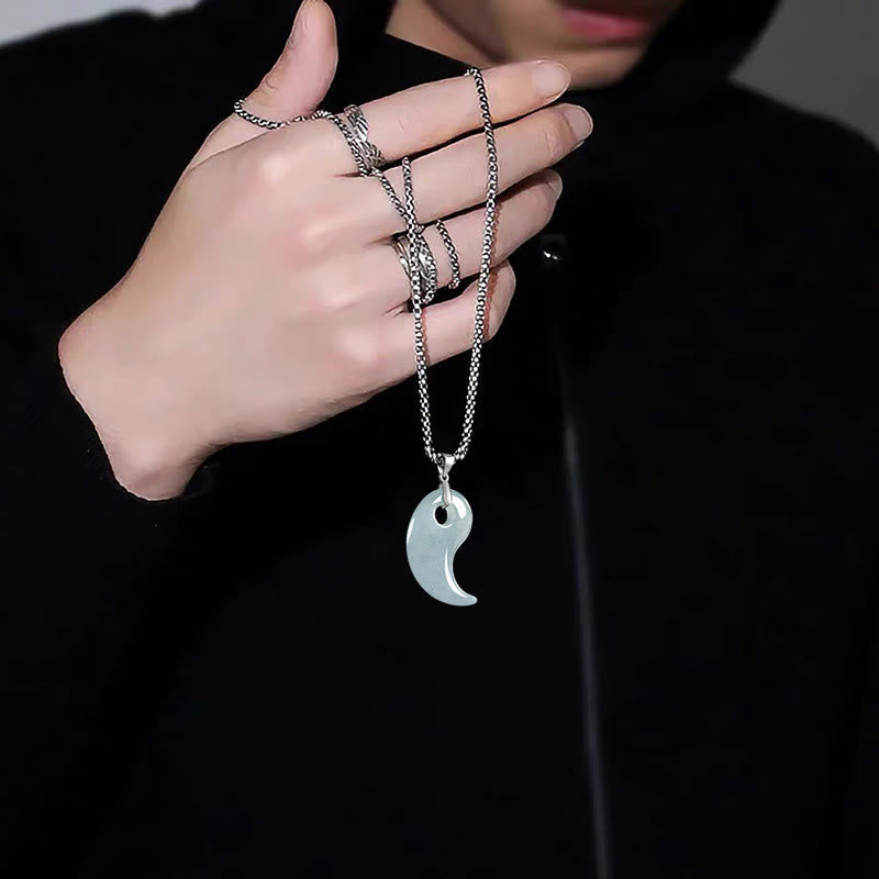 Buddha Stones 925スターリングシルバー ティアドロップデザイン 翡翠 チタンスチールチェーンネックレス 幸運ペンダント - image 9