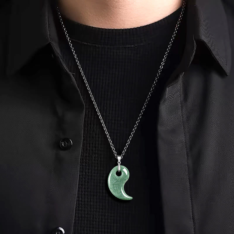 Buddha Stones 925スターリングシルバー ティアドロップデザイン 翡翠 チタンスチールチェーンネックレス 幸運ペンダント - image 3