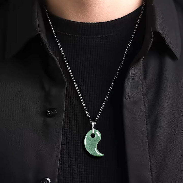 Buddha Stones 925スターリングシルバー ティアドロップデザイン 翡翠 チタンスチールチェーンネックレス 幸運ペンダント - image 3