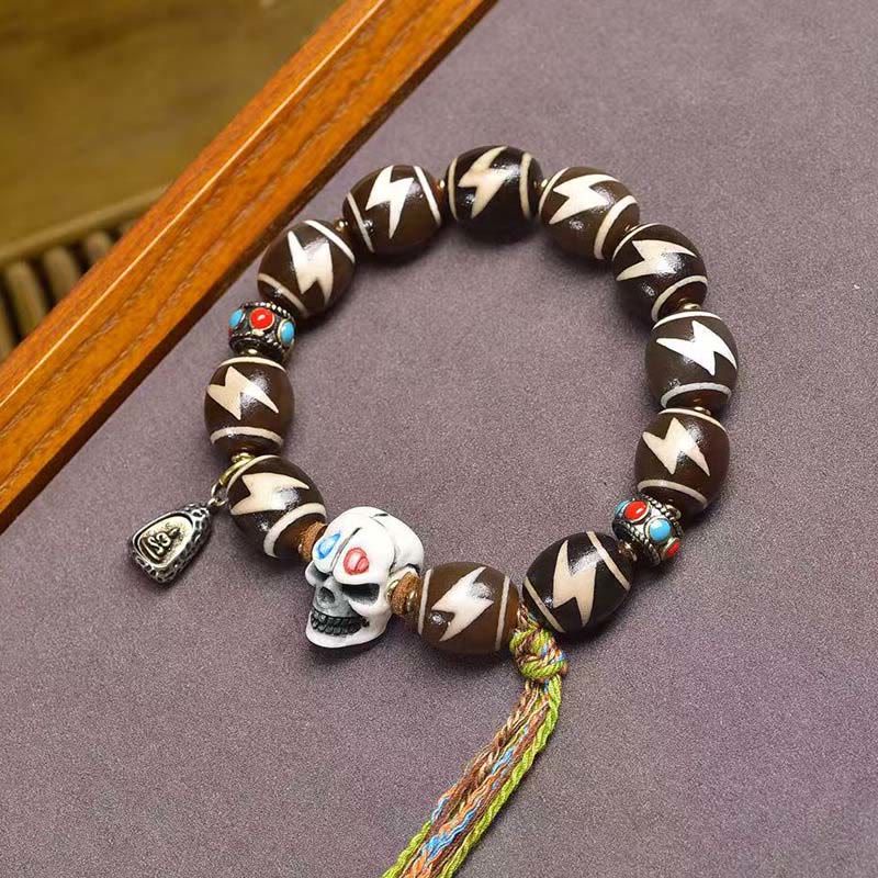 Buddha Stonesチベット雷宝瓶 ジービーズ 屍の王 森のパワーブレスレット - Dziビーズ（手首周り：16～17cm） - image 0