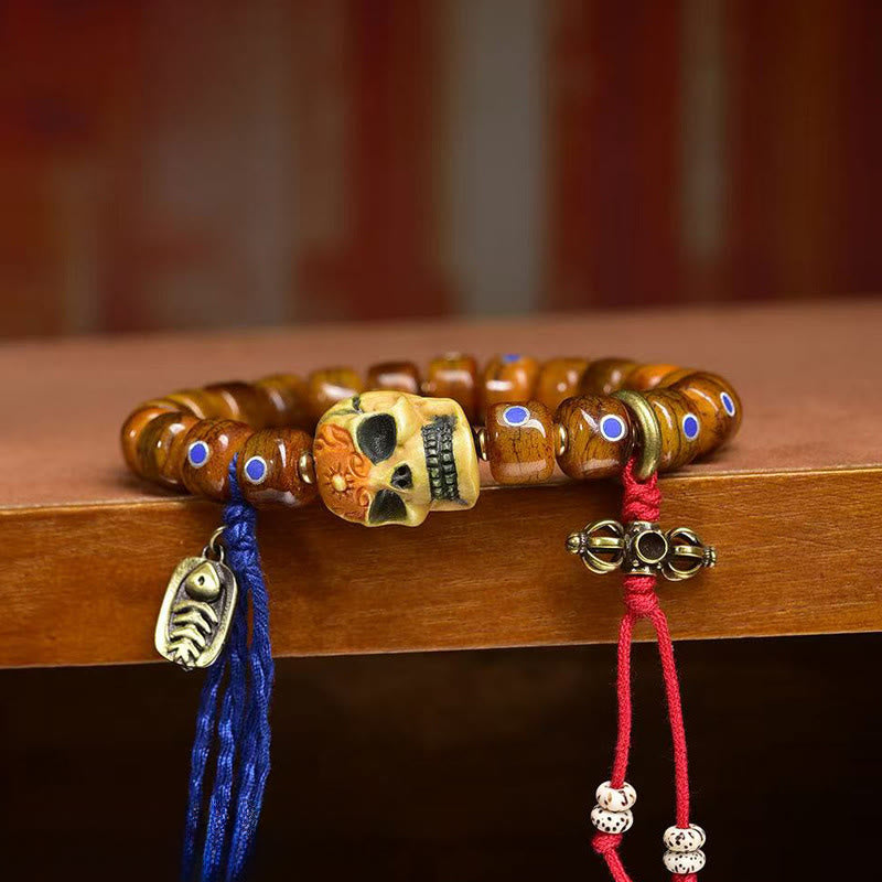 Buddha Stonesチベットの骨ビーズ 屍の森の王 悪霊を遠ざけるブレスレット - image 3