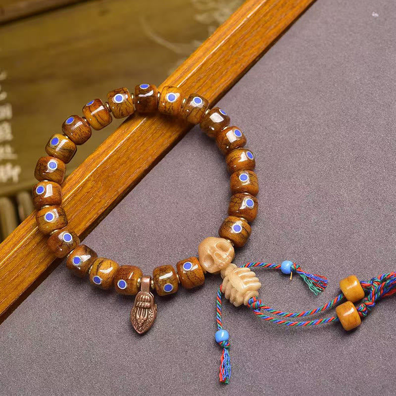 Buddha Stonesチベットの骨ビーズ 屍の森の王 悪霊を遠ざけるブレスレット - スカルスケルトン（手首周り：16～17cm） - image 5