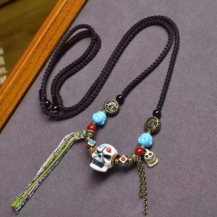 Buddha Stonesの頭蓋骨 死体の森の王 悪霊を遠ざけるネックレスペンダント - ホワイトスカル - image 4