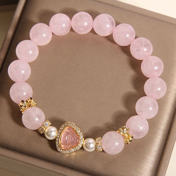 Buddha Stones天然仏陀のシンボル ピンククリスタルパール 温もりブレスレット - image 5