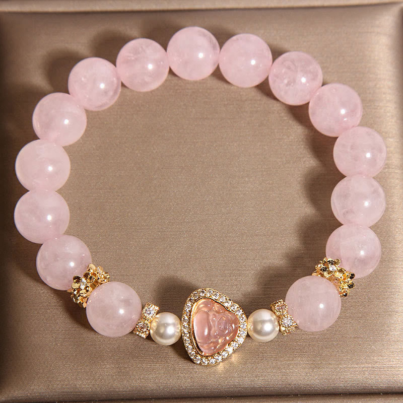 Buddha Stones天然仏陀のシンボル ピンククリスタルパール 温もりブレスレット - image 3