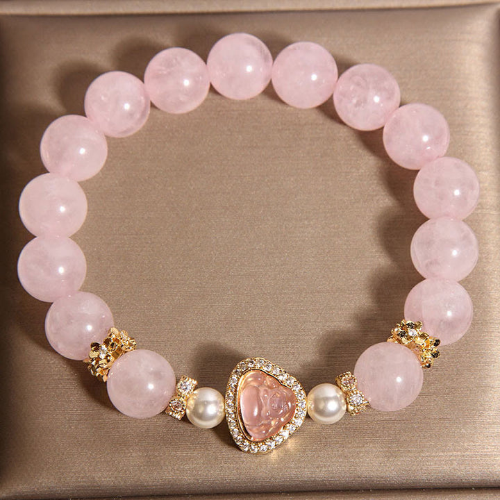 Buddha Stones天然仏陀のシンボル ピンククリスタルパール 温もりブレスレット - image 3