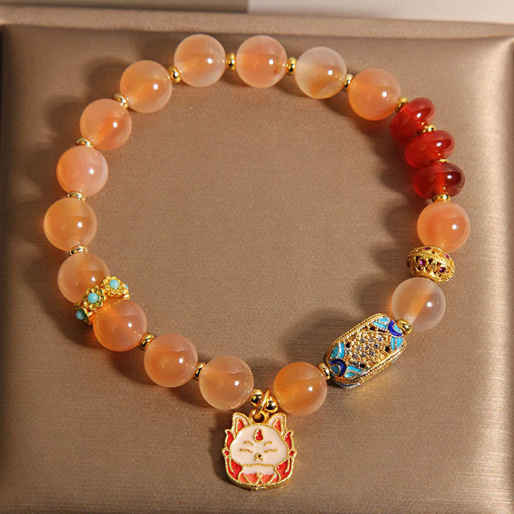 Buddha Stones天然九尾狐 オレンジキャンディアゲート ヒーリングブレスレット - image 4