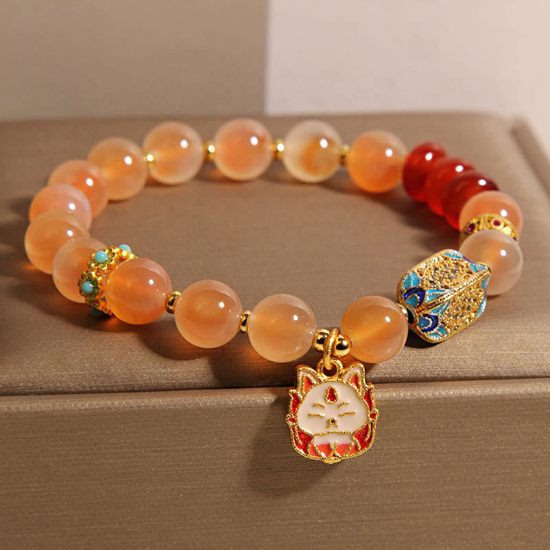 Buddha Stones天然九尾狐 オレンジキャンディアゲート ヒーリングブレスレット - image 1