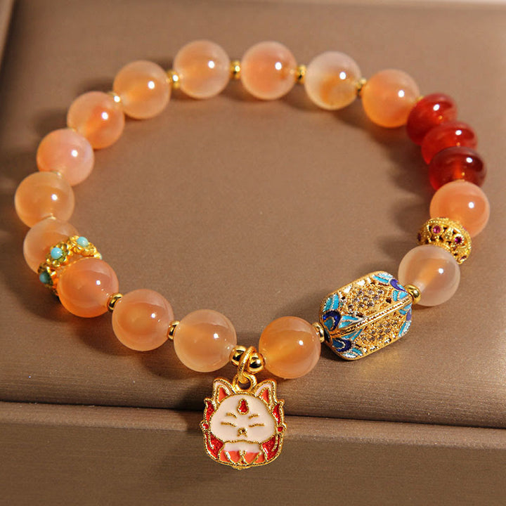 Buddha Stones天然九尾狐 オレンジキャンディアゲート ヒーリングブレスレット - image 3