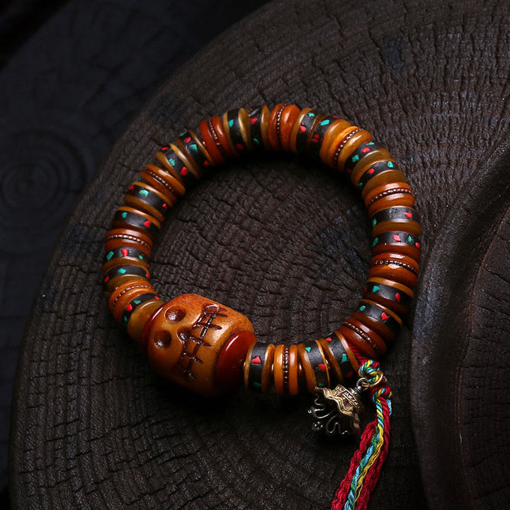 Buddha Stonesチベットの骨ビーズ 屍の森の王 無常の証しブレスレット - スカル（手首周り：16～17cm） - image 5