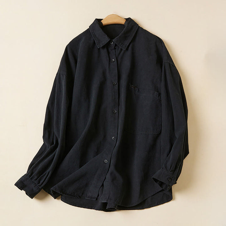Buddha Stonesカジュアルボタンデザイン レディース スタンドカラー 長袖 コットンシャツ - 黒 - US14、 UK/AU18、 EU46 (2XL) - image 21