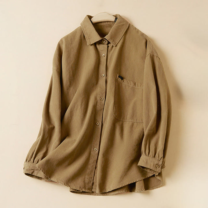 Buddha Stonesカジュアルボタンデザイン レディース スタンドカラー 長袖 コットンシャツ - ゴールデンロッド - US14、 UK/AU18、 EU46 (2XL) - image 5