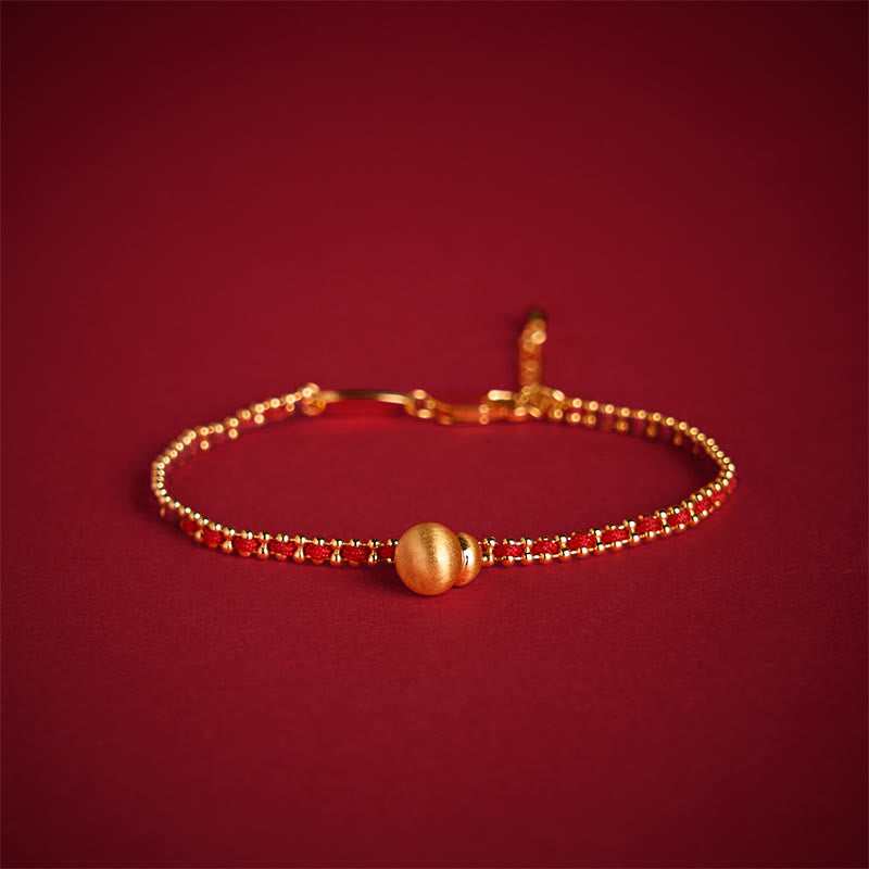 Buddha Stonesの赤紐の銅真鍮ひょうたんの強さと開運財運ブレスレット - image 1
