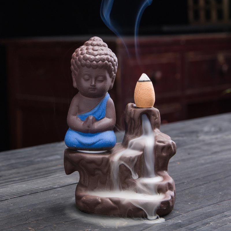 Buddha Stones逆流煙噴水 陶器製 祝福香炉 装飾