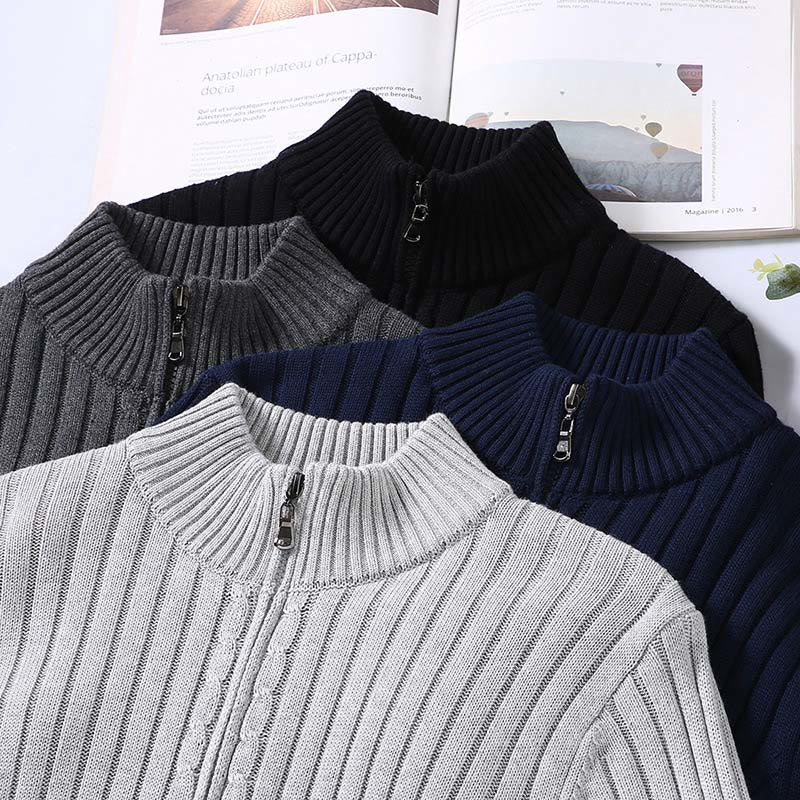 Buddha Stones春 無地 ジッパーデザイン コットン メンズ 長袖 モックネック ジャケット - image 12