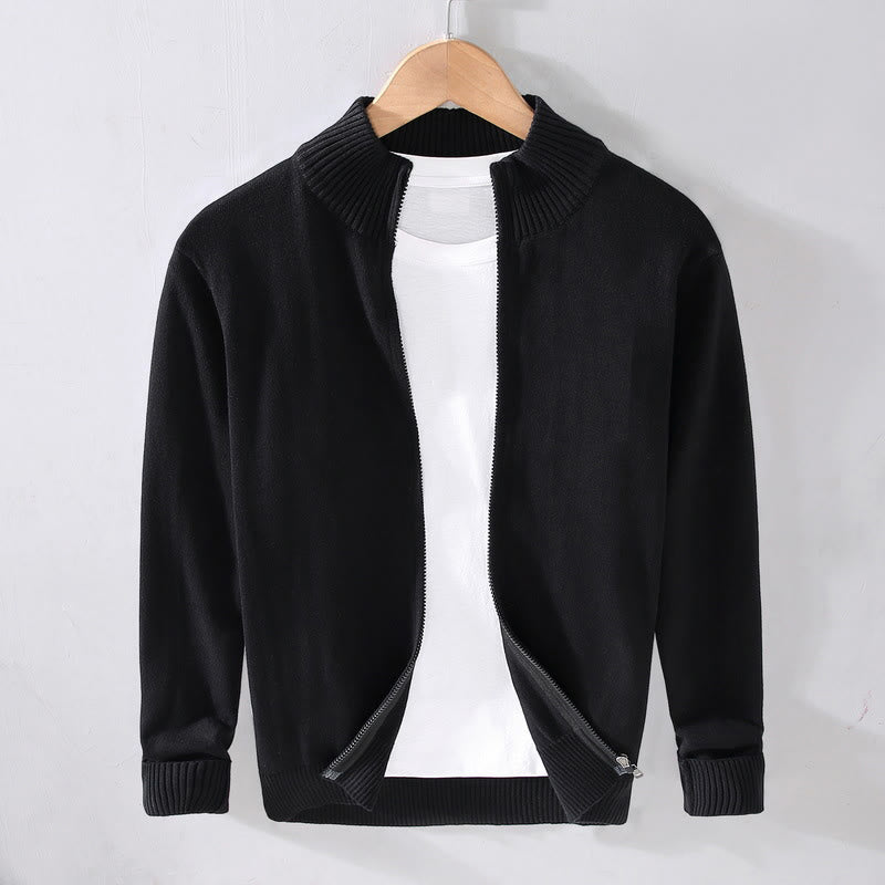 Buddha Stonesプレーンジッパー リブ編み裾デザイン メンズ 長袖 コットンジャケット - 黒 - US/UK/AU42、 EU52 (3XL) - image 13