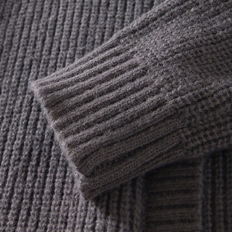 Buddha Stones冬用 無地 ジッパー ニット カーディガン メンズ 長袖 コットン ジャケット ポケット付き - image 9