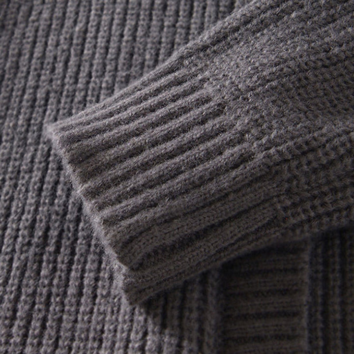 Buddha Stones冬用 無地 ジッパー ニット カーディガン メンズ 長袖 コットン ジャケット ポケット付き - image 9